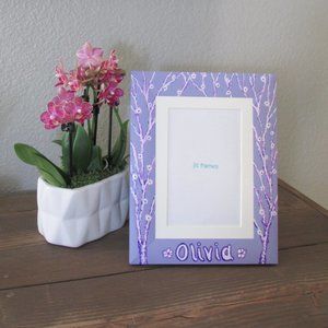 Olivia Hand Painted Lilac Picture Frame with Flowering Trees 5"x7"